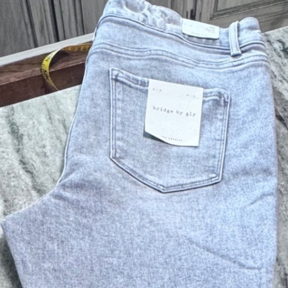 Bridge by Gly Jeans Womens 16W High Rise Skinny Denim Gray Quiet Luxury New - Picture 8 of 12